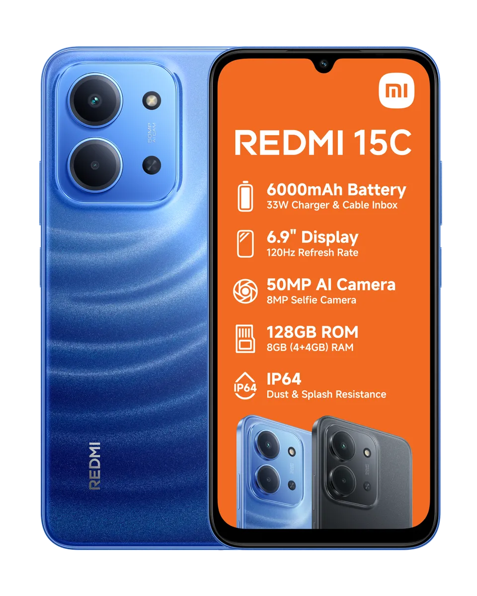 Xiaomi Redmi 15C 128GB Dual Sim Smartphone (Moonlight Blue | 4GB RAM)