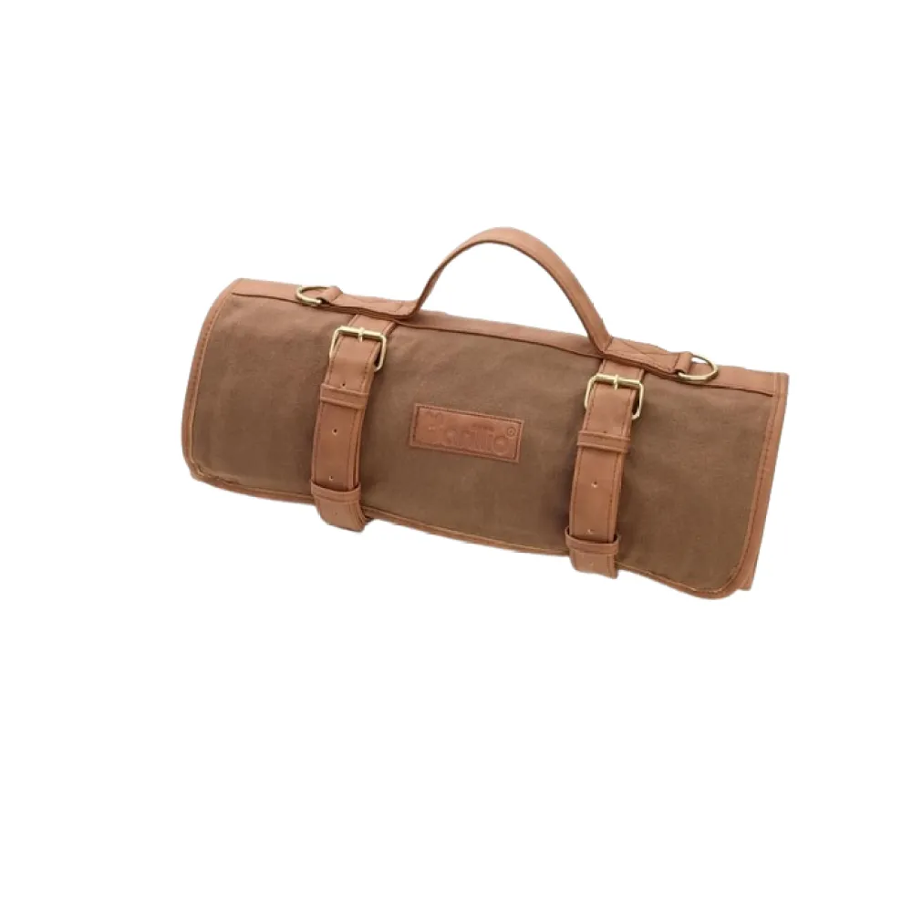 Bartender Kit Bag Portable Bar Cocktail Set Roll Bag Without Tools-Brown