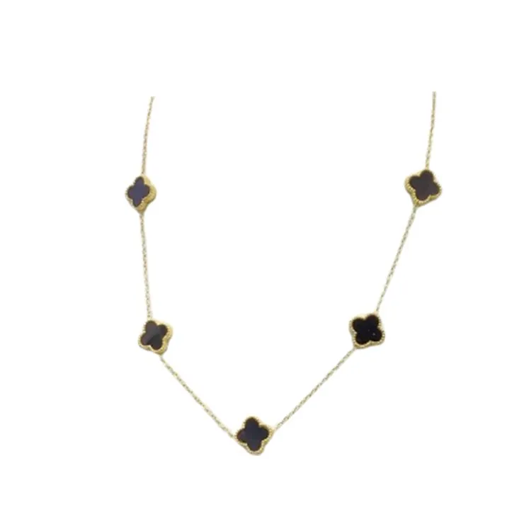 Multi Clover Necklaces - Black, Gold