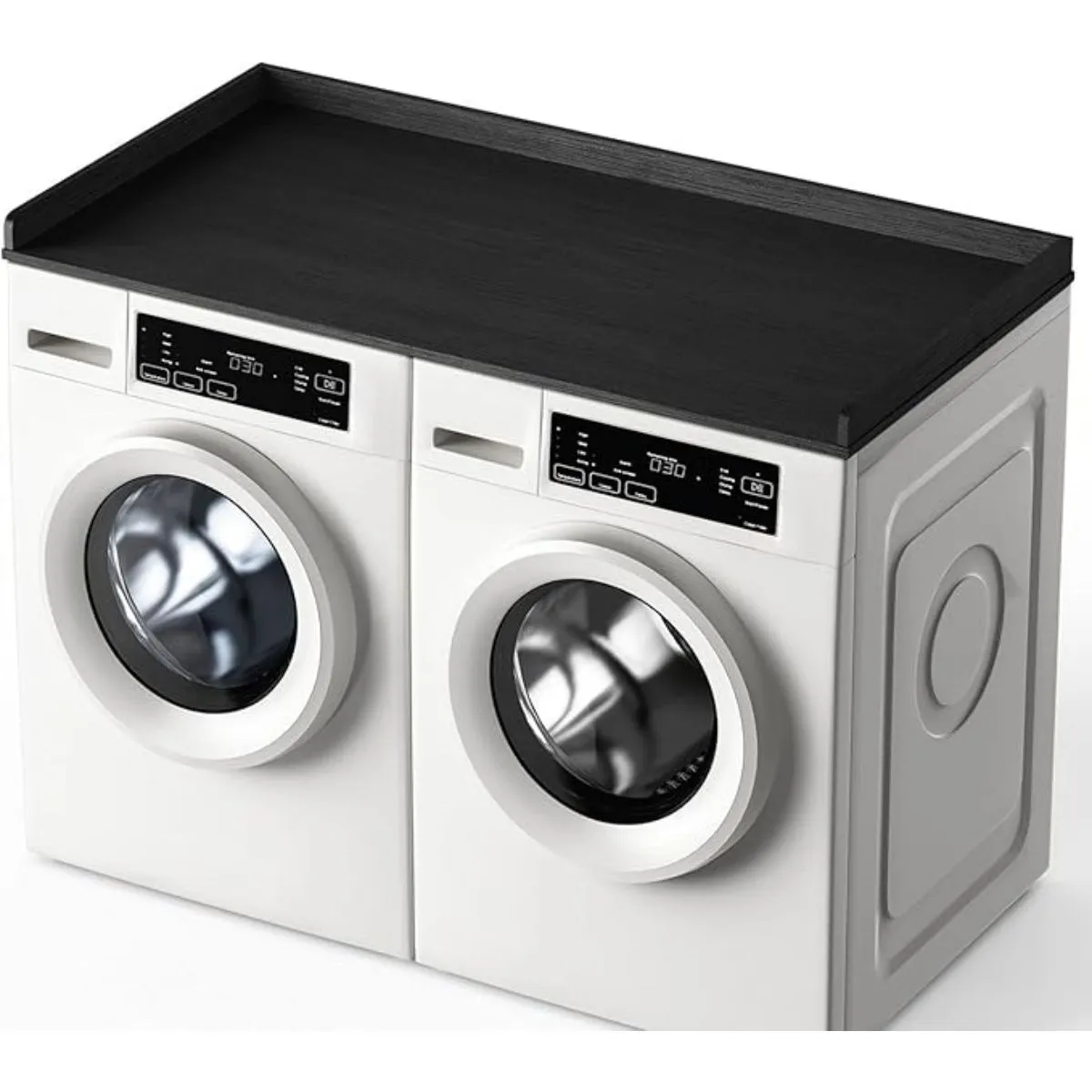 Washer Dryer Countertop, Wooden Shelf with Edge Rails for Front-Load Units - Black