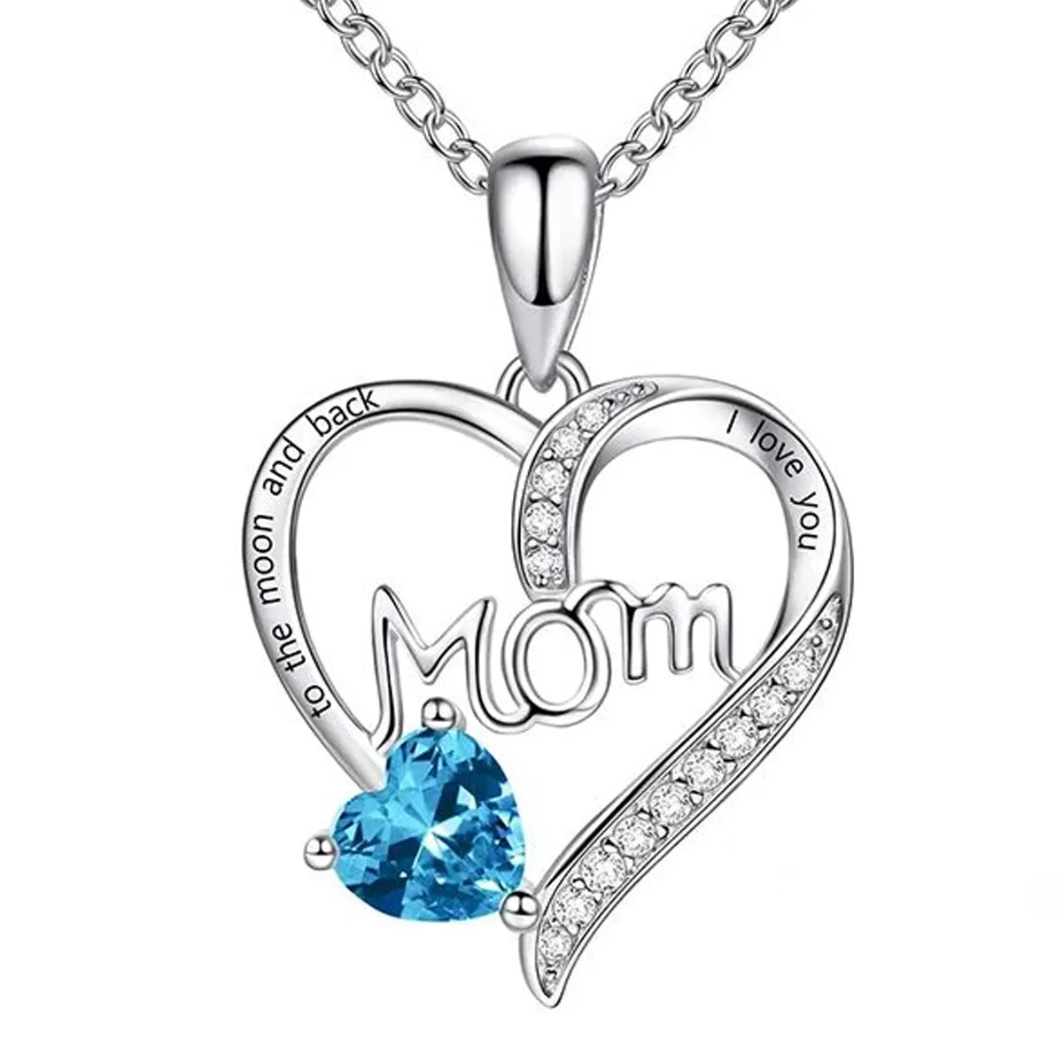 Gifts for Mom Silver Necklace with Special Crystal - Blue