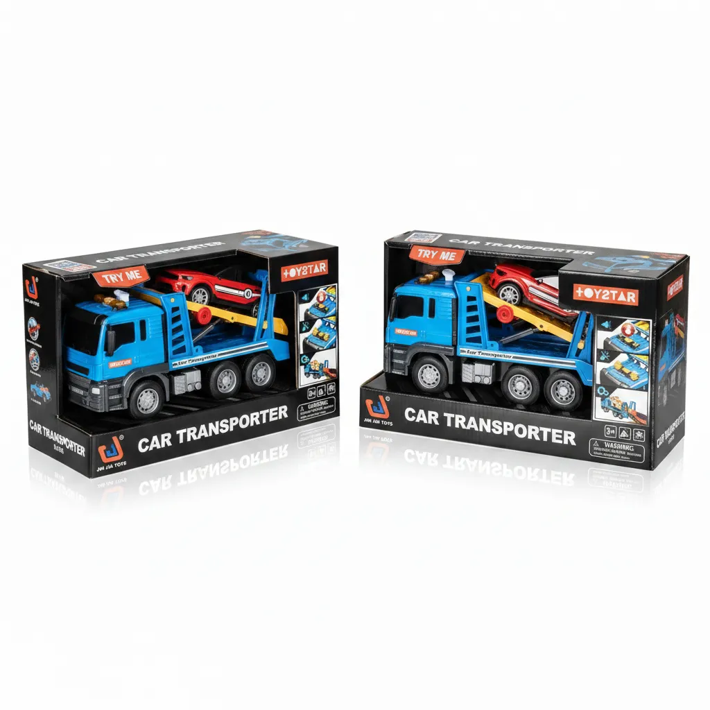 Battery Operated Transporter Truck with 1 Mini Cars - 2 Pack