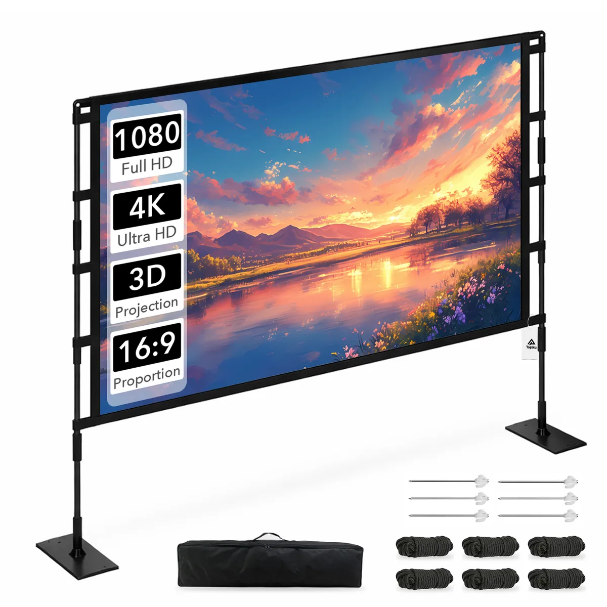 Topika - Peojector Screen 120 Inch Projection Screen With Stand Portable