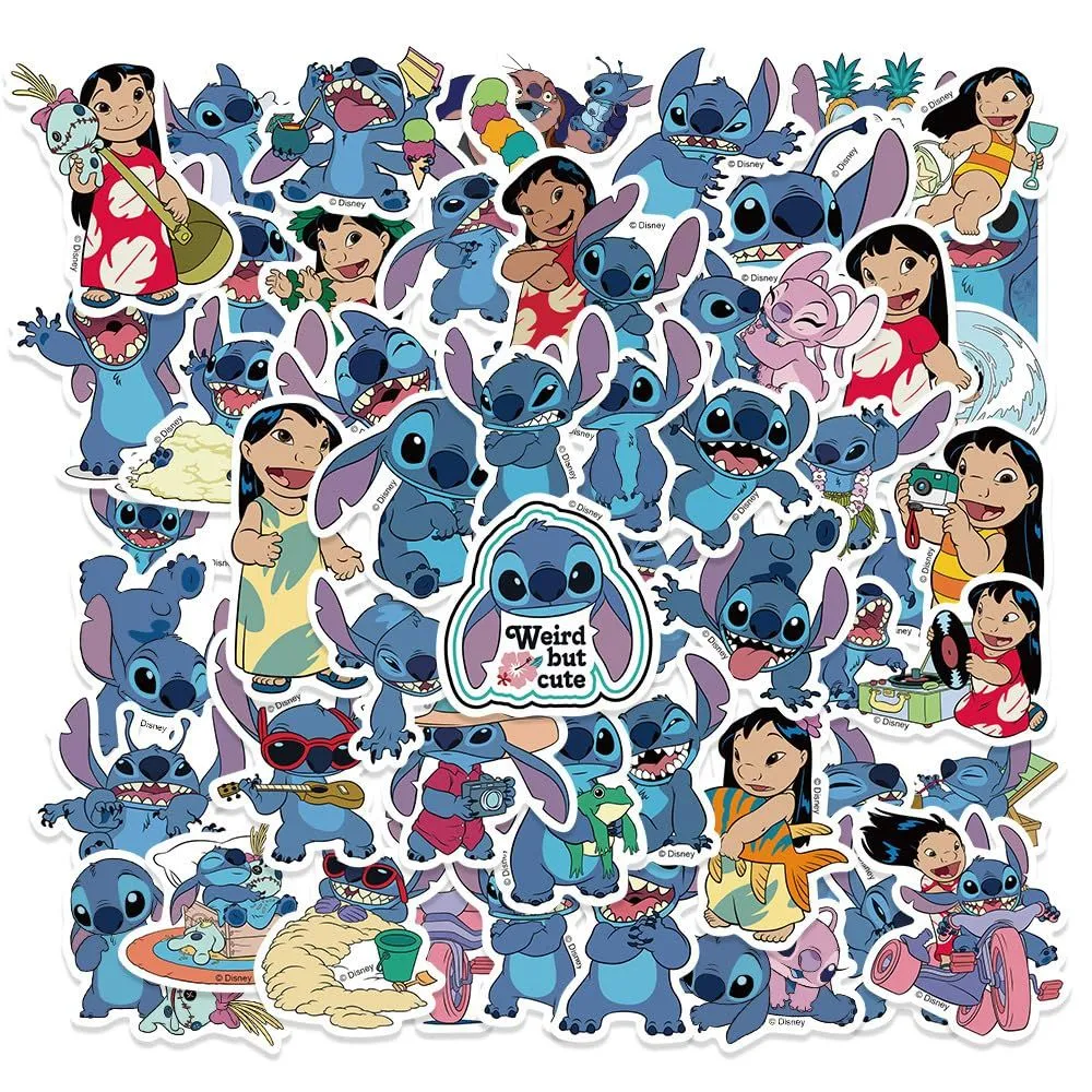 50pcs Stitch Stickers Cartoon Cute Waterproof Vinyl Sticker for Luggage