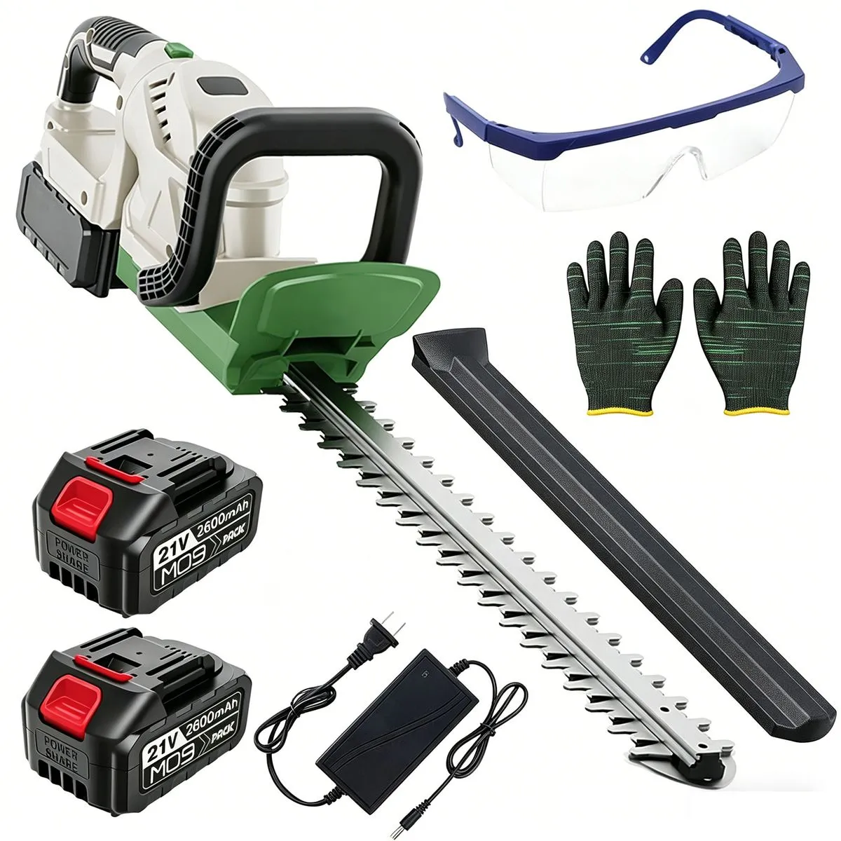 Cordless Hedge Trimmer - Electric Bush Clipper - 2 Rechargeable Battery Set