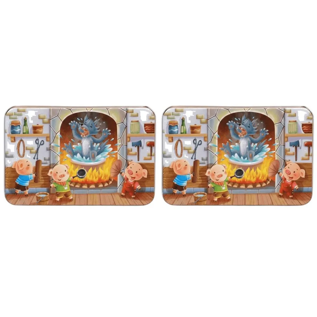 2 Pack - Three Little Pigs Adventure Puzzle Set For Kids - Brown