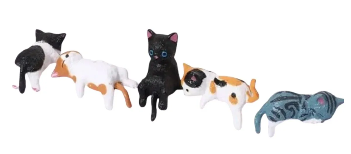 Mini Cat Desk Figurines, Mini Resin Cat Figurines-Cute Cartoon Desk Decor,