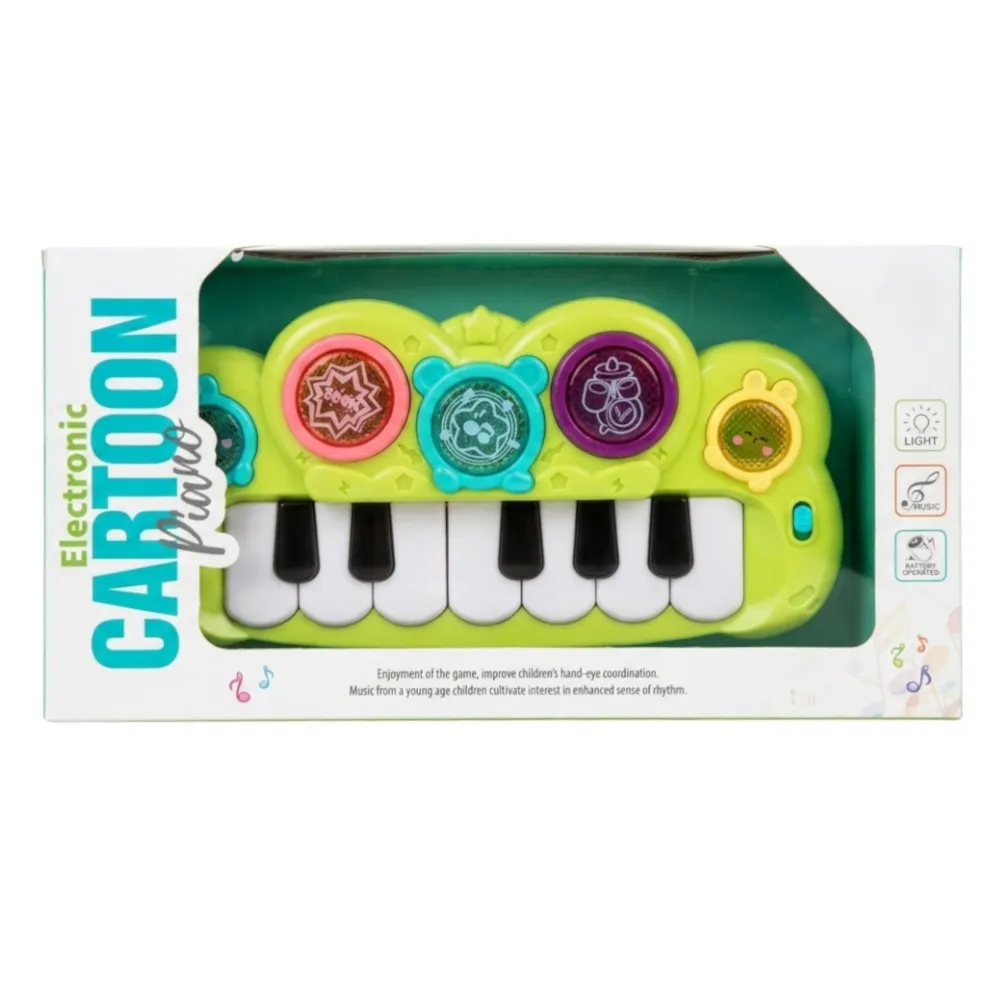 Kids Electronic Cartoon Piano Toy with Lights and Music - Green