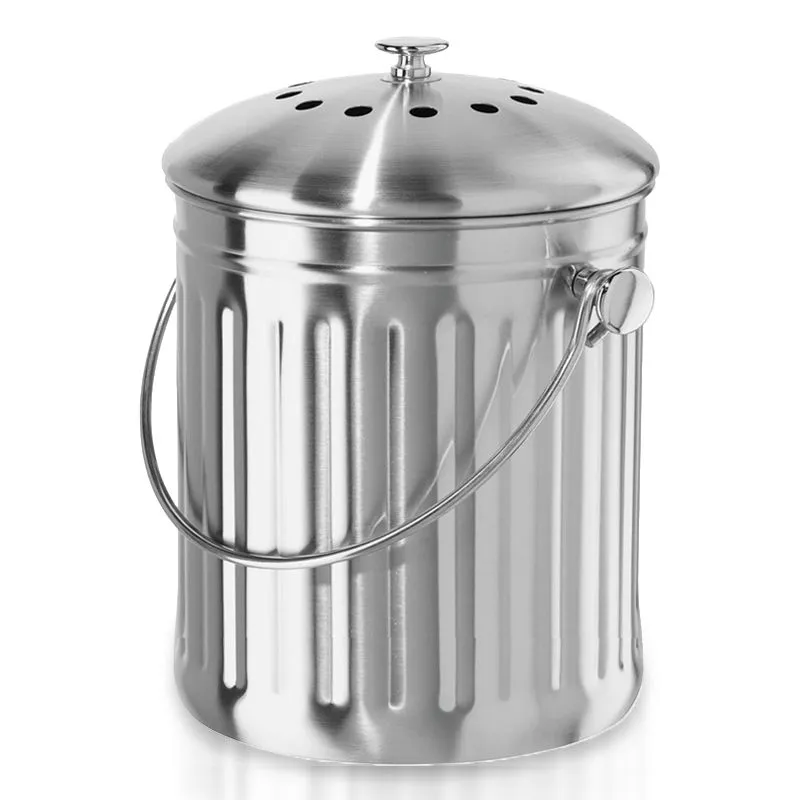 Compost Trash Bin 7L Odorless Deodorize Charcoal Filter Lid-Kitchen Bucket