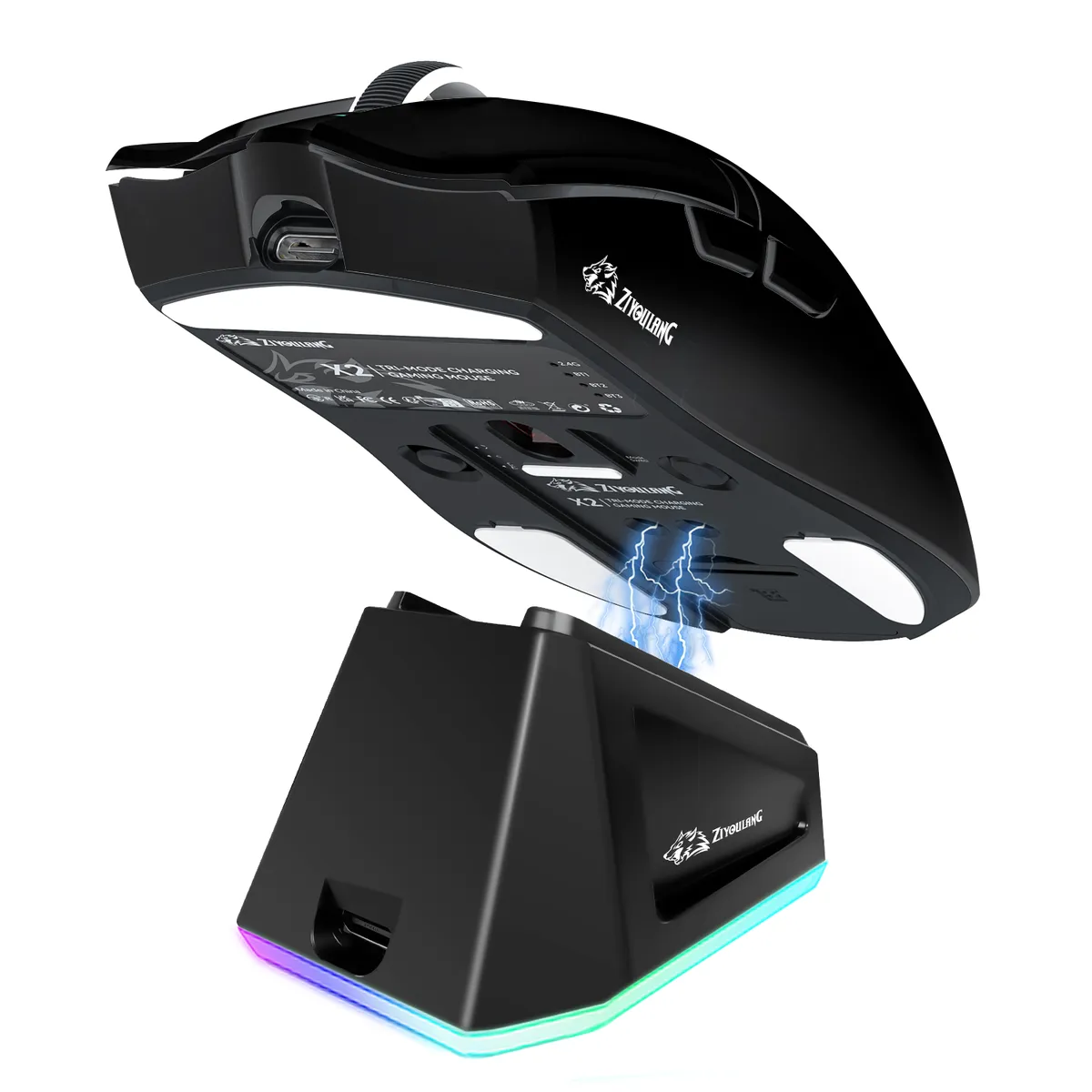 X2 Rechargeable 24000 DPI Wireless Gaming Mouse 56g Ergonomic Design - Black