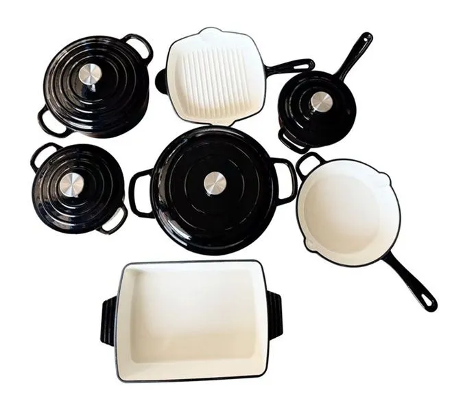 Premium Enamel Cast Iron Casserole Cookware Set 11-Piece - Black