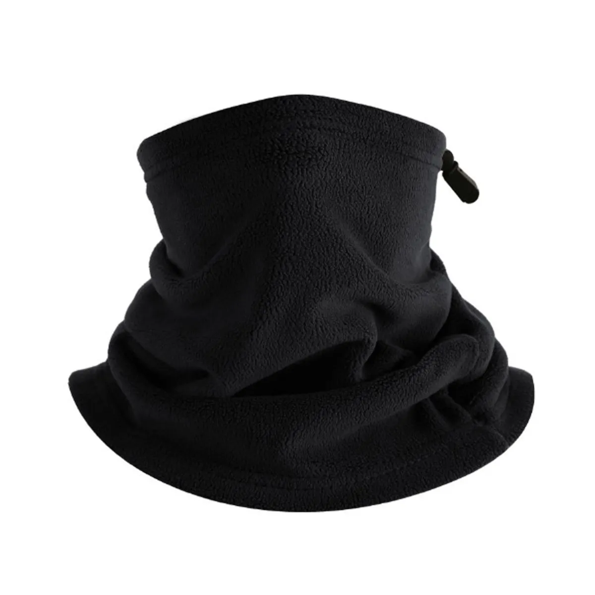 Winter Neck Gaiter Face Cover Classic Adjustable Cotton Fleece Breathable - Black