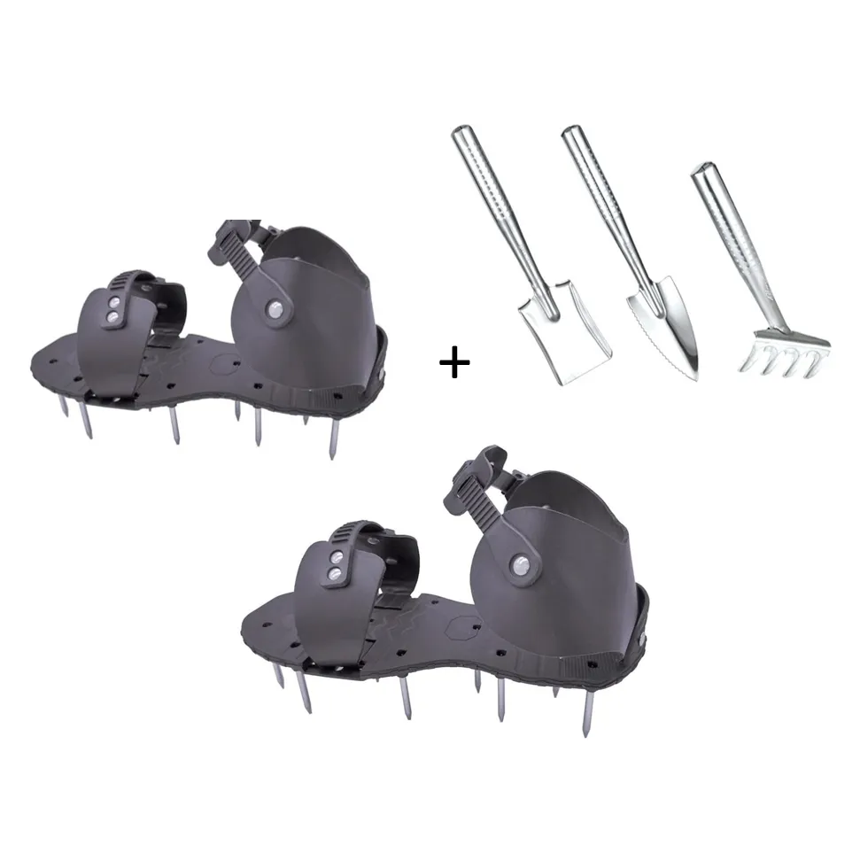 Grass Lawn Aerator Shoes with Spikes & Mini Garden Tool Set