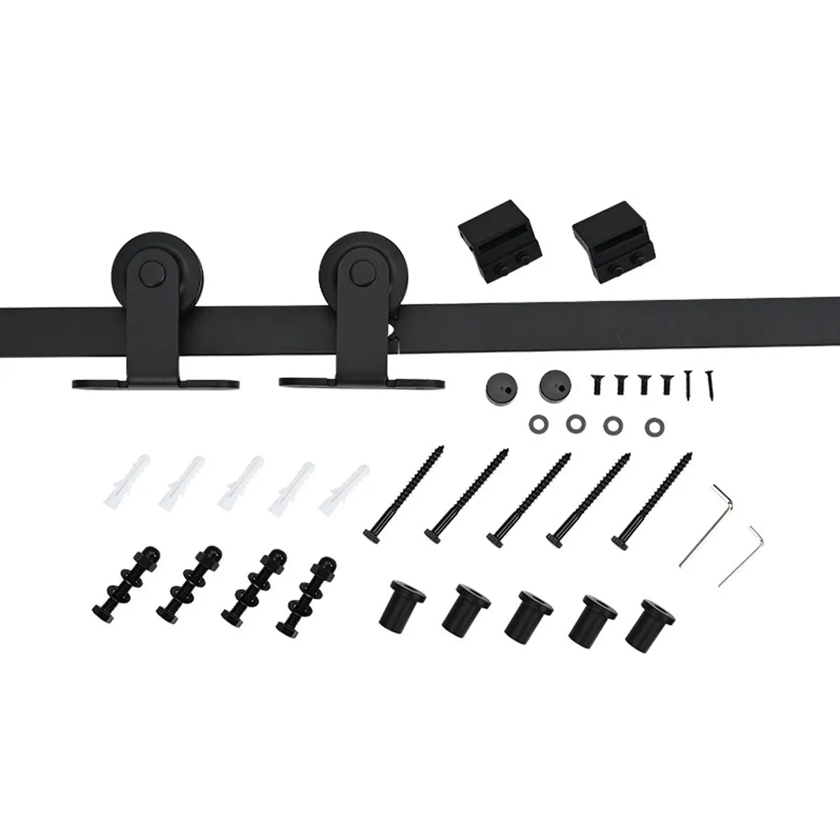 Barn Door Sliding Track Kit - Heavy-Duty Carbon Steel, Smooth Quiet Slide - 2 m