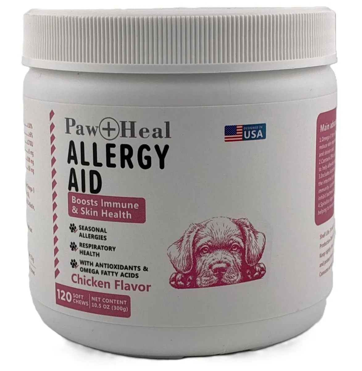 Paw & Heal - Allergy Aid For Dogs & Cats - 120 Soft Chews - Chicken Flavor