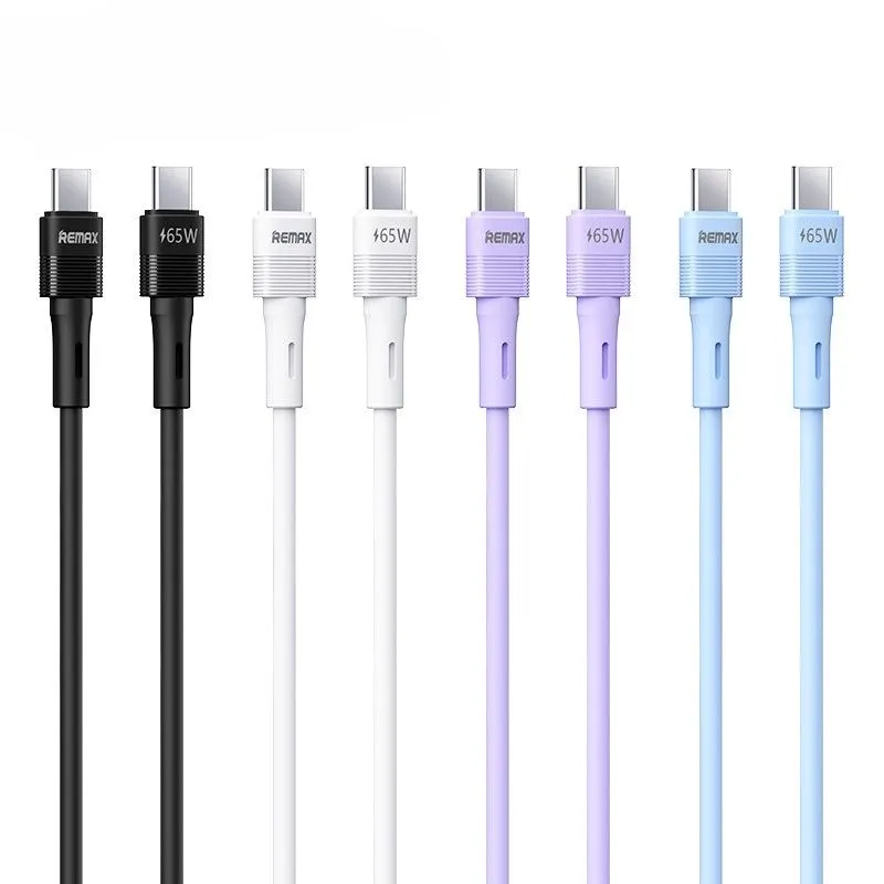 Remax 65W Type-C to Type-C Silicone Fast Charging Cables - 4 Pack, 1m