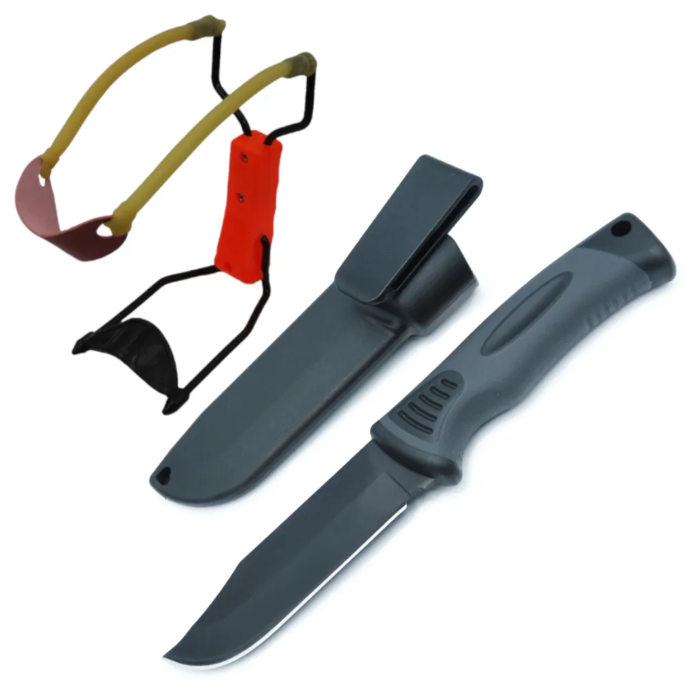 Hunting Fishing Camping Knife & Catapult Slingshot