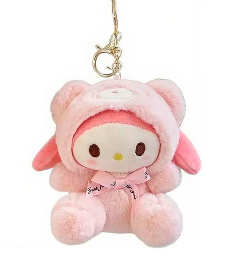 Cartoon Bag Charms Cute Plush Keychain for Women Girls, Cute Animals chain - Pink