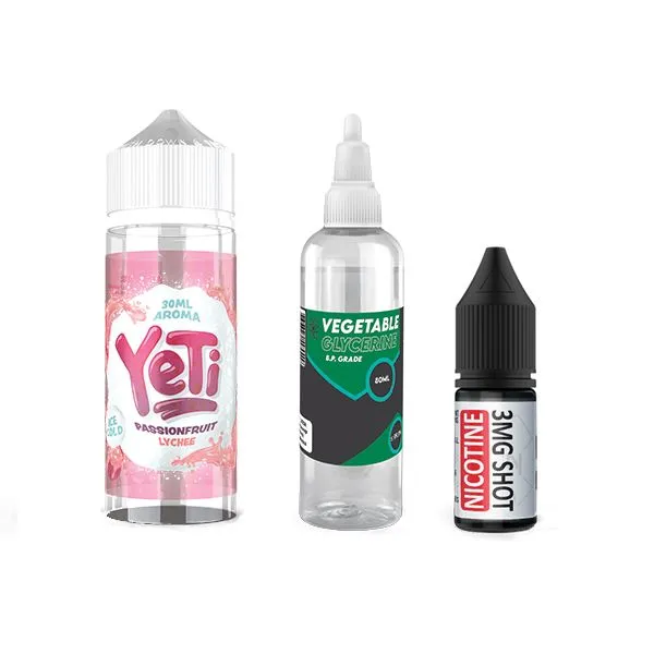 120ml Yeti Vape Juice DIY Longfill Kit - Passion Fruit & Lychee - 3mg