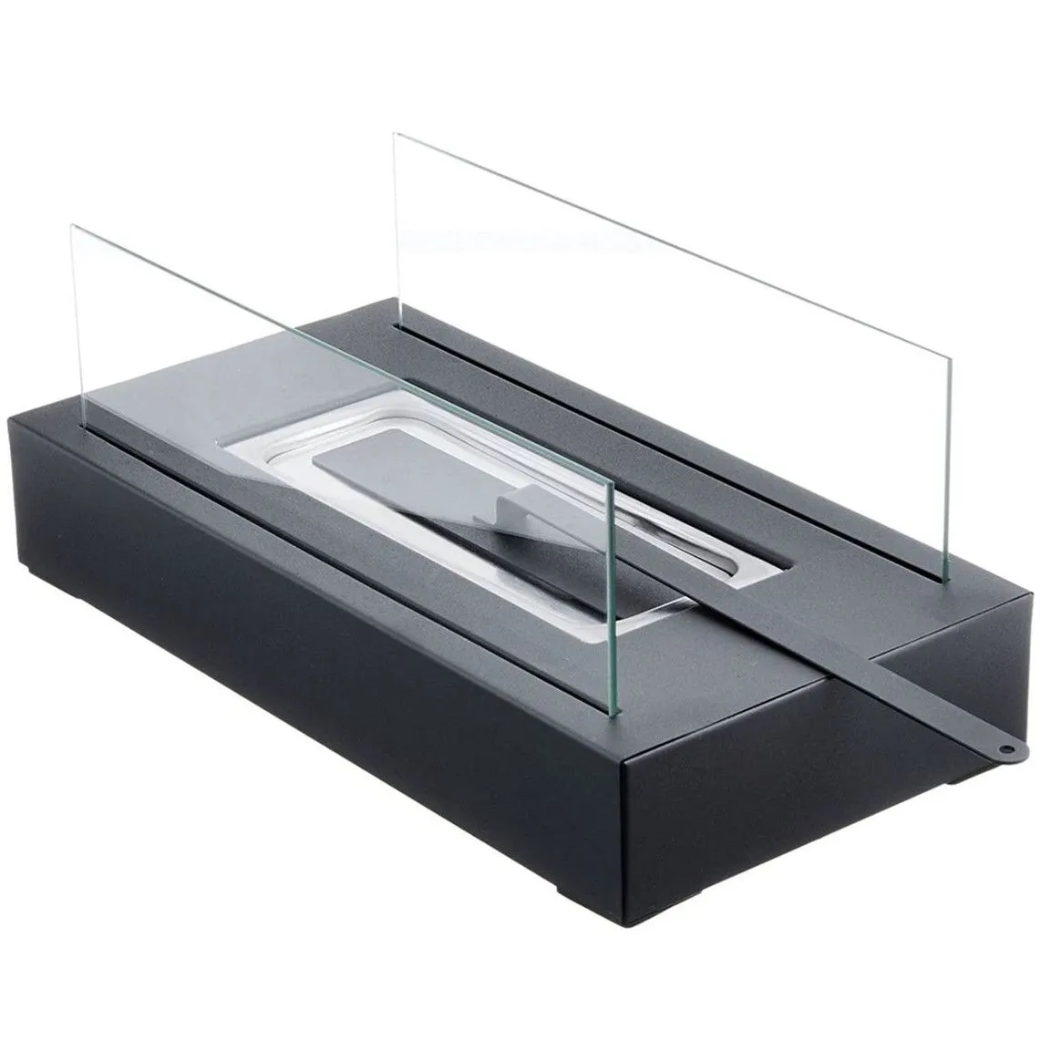 Bio Ethanol Tabletop Mini Fireplace Set - Rectangular Fire Pit 35x18cm
