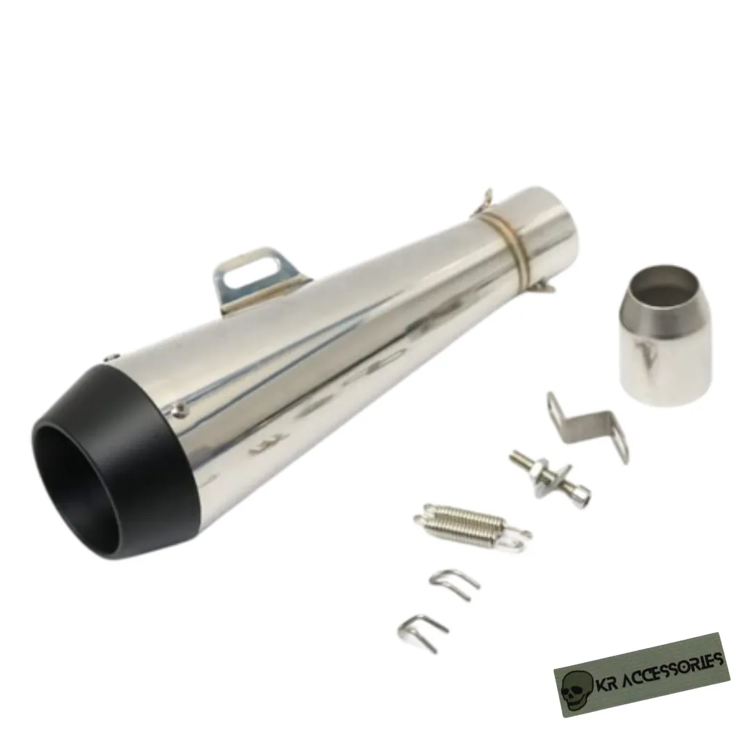 Aftermarket Chrome Short Exhaust #2 (51mm) - Silver/ Chrome