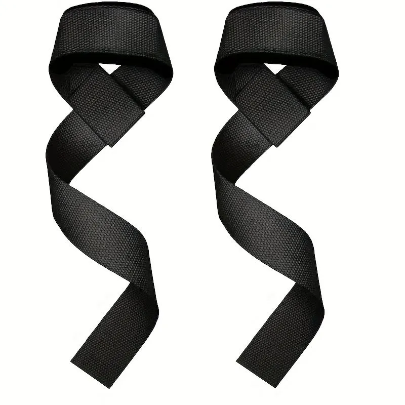 2 Pieces Fitness Assist Hard Pull Grip Strength Belt Anti Slip - Black