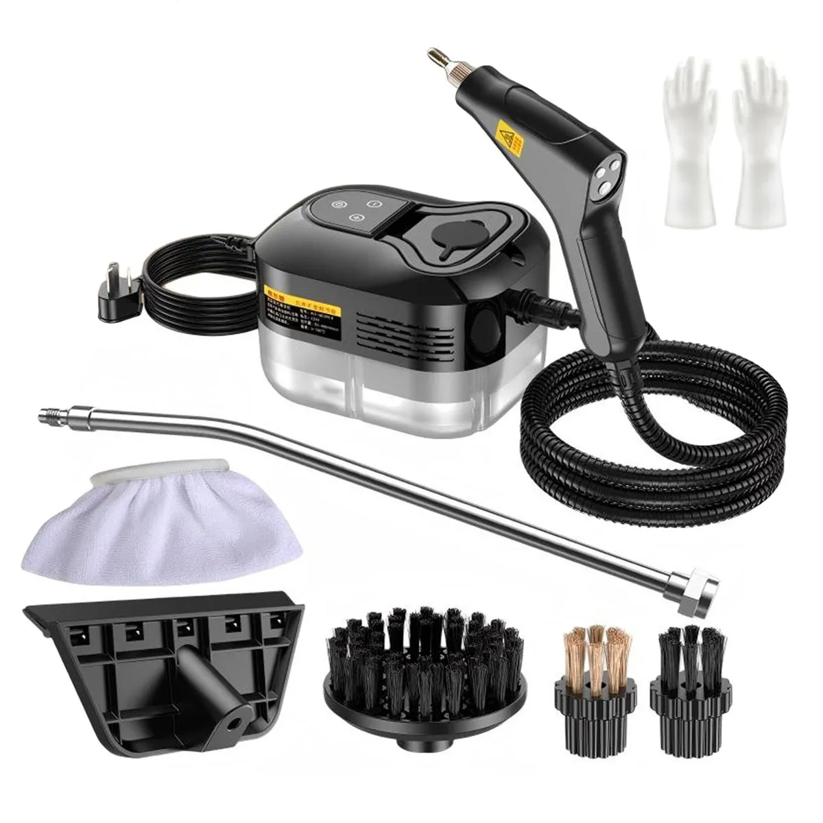 2500W Handheld Steam Cleaner, 1200ml Water Tank, Steamer for Cleaning Floor - Black