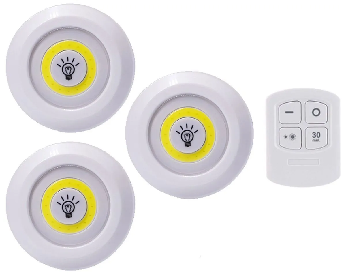 LED/COB Light 3 piece set with Remote Control-White