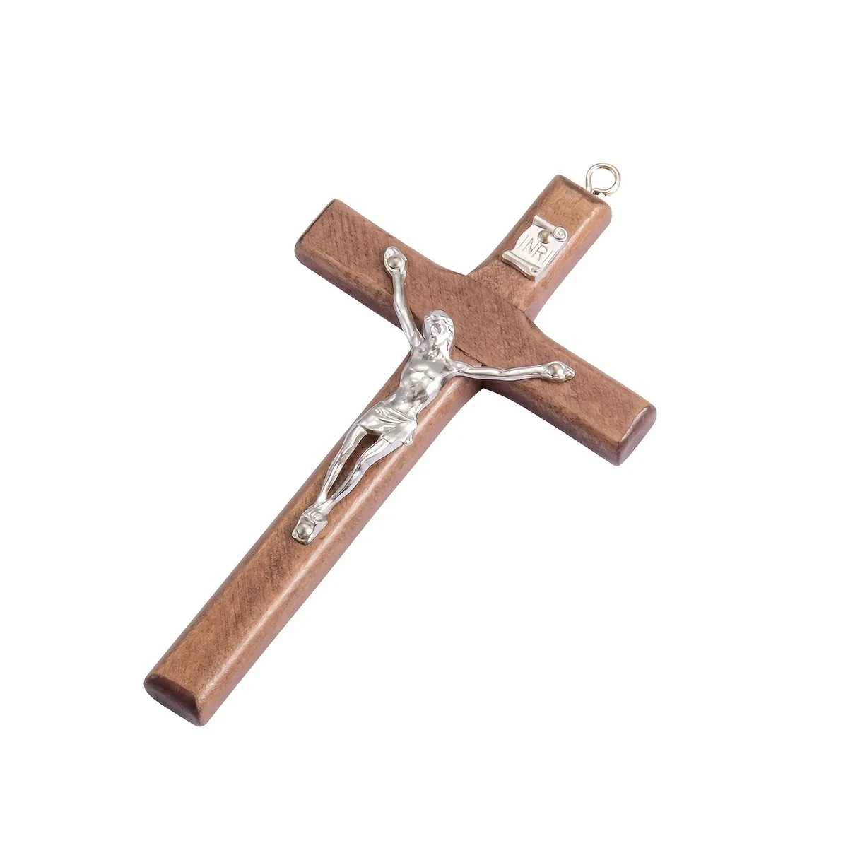 Small Wall-Mounted Handheld Prayer Cross - Brown