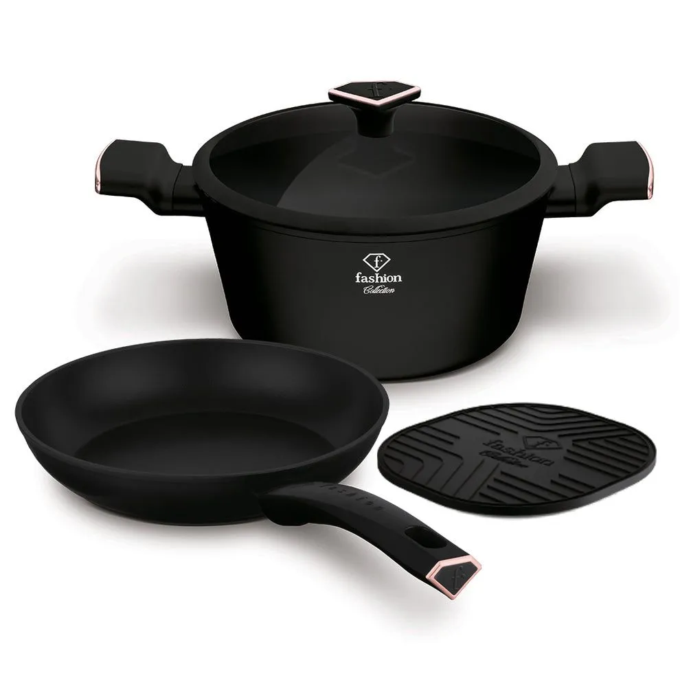 Fashion By Berlinger Haus 4-Piece Titan Pro Non-Stick Cookware Set - Matte Black