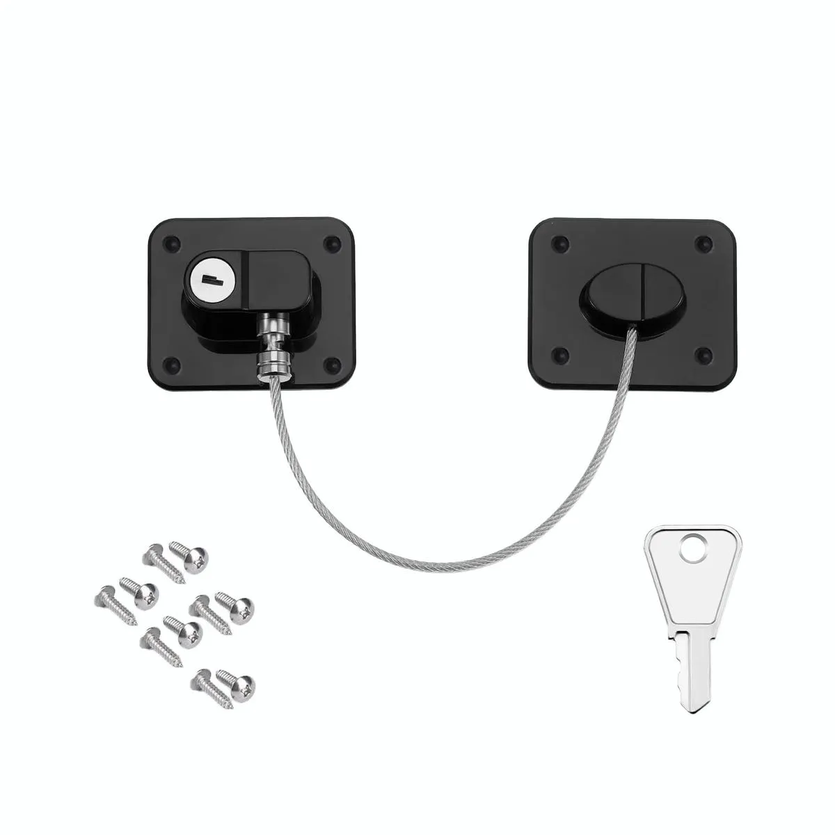 1 Pcs Refrigerator Lock Fridge Lock with Metal Wire Protection - Black
