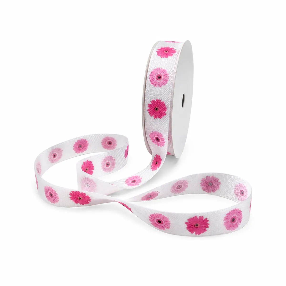 Pink Floral Taffeta Ribbon 15mmx20meters Gift Wrapping & Craft Ribbon Roll