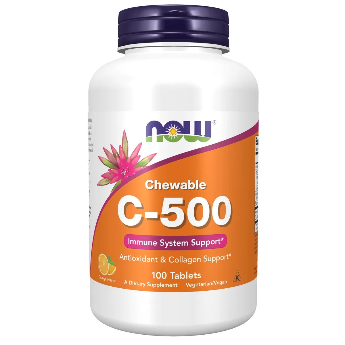 NOW Foods Vitamin C-500 Orange Chewable - 100 Tablets