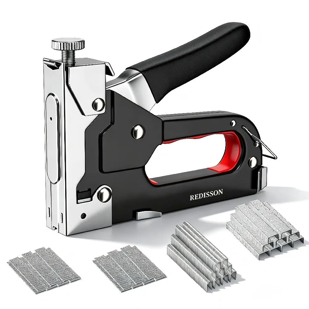 4-in-1 Heavy Duty Staple Gun, Manual Upholstery Stapler with 800 Staples - Black