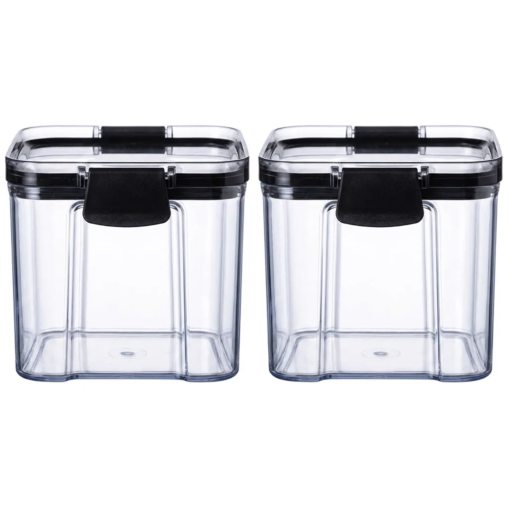 2 Pack - 460ml Plastic Airtight Food Storage Container - Black