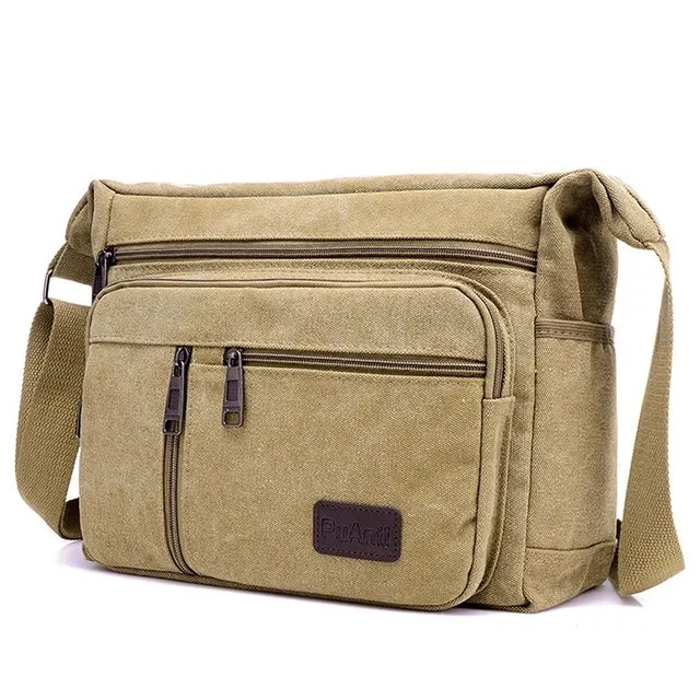 Capacity One Shoulder Diagonal Cross Bag-Khaki