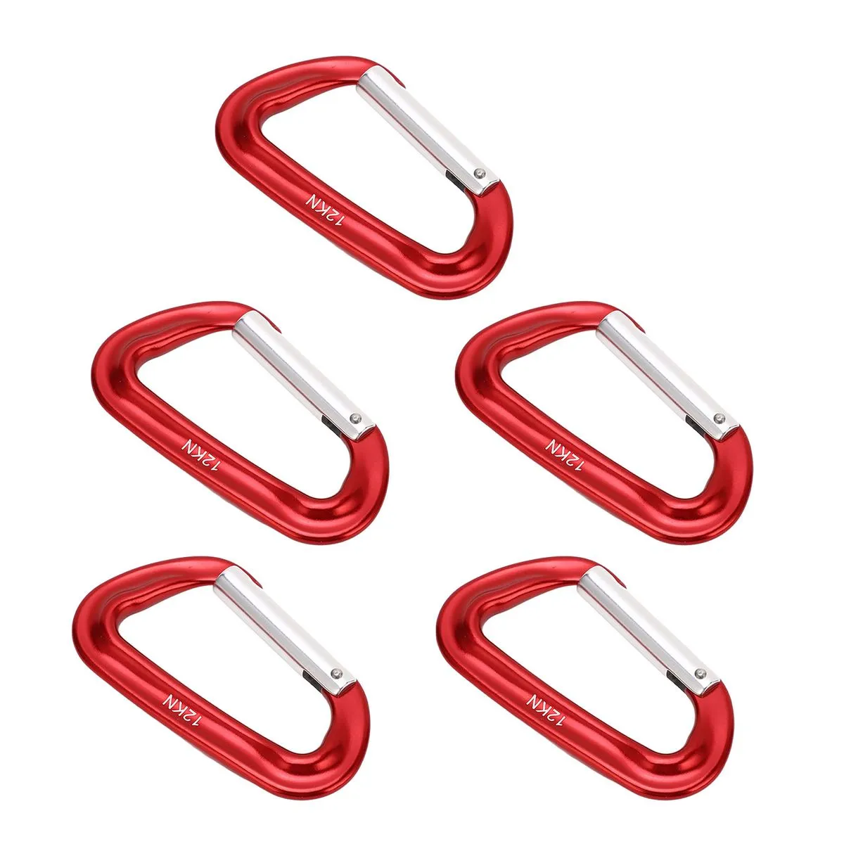 5 Pieces Red 12kN Climbing Carabiners