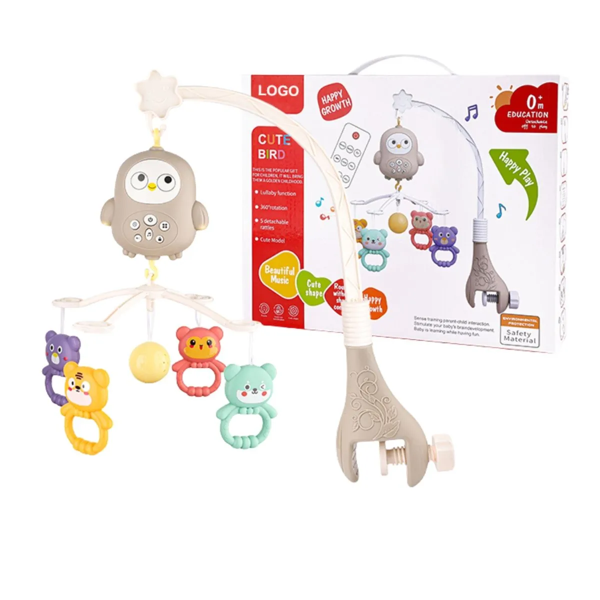 Baby Crib Mobile with Music and Lights, Mobile for Crib with Remote Control