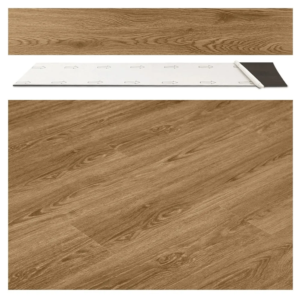 MIkaco Peel & Stick Floor Tiles Wood Pattern PVC Self Adhesive Vinyl 36pcs - 7041