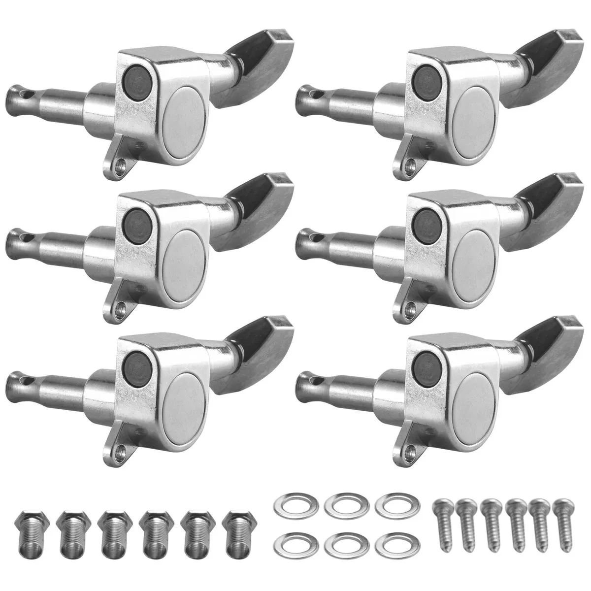Guitar Sealed Tuning Pegs For Acoustic Guitar Parts( Silver 6R )