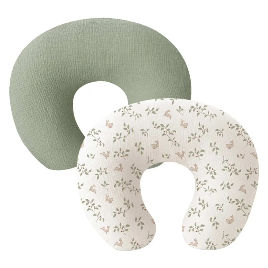 2 Pack Muslin Nursing Pillow Covers, Soft Breastfeeding Pillow Covers
