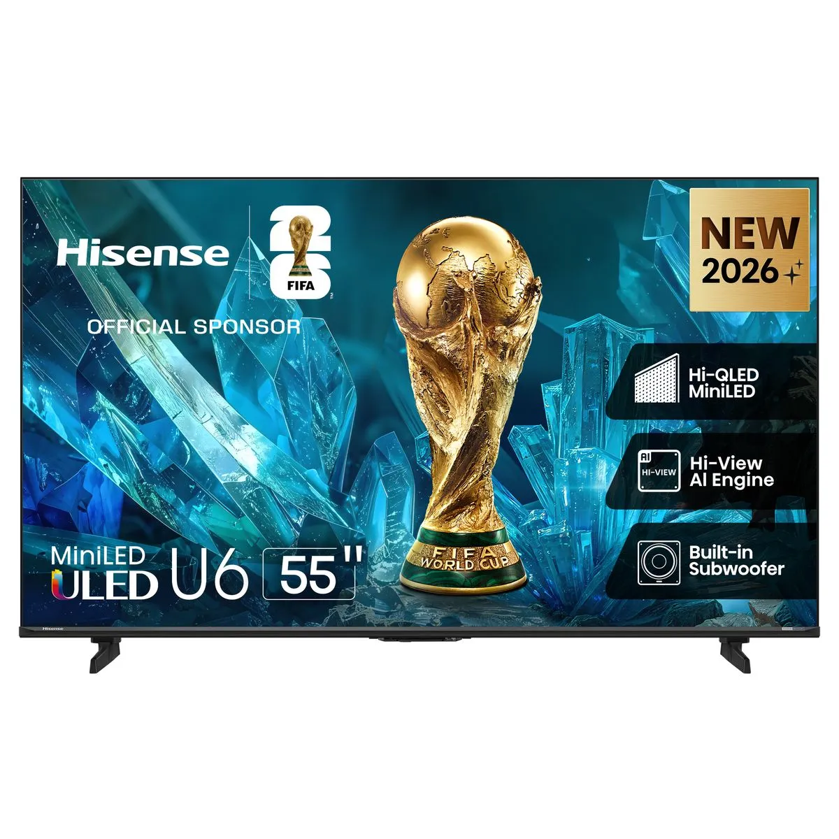 Hisense 55" U6S MiniLED Smart TV with Built-In-Subwoofer & Al-Smooth-Motion