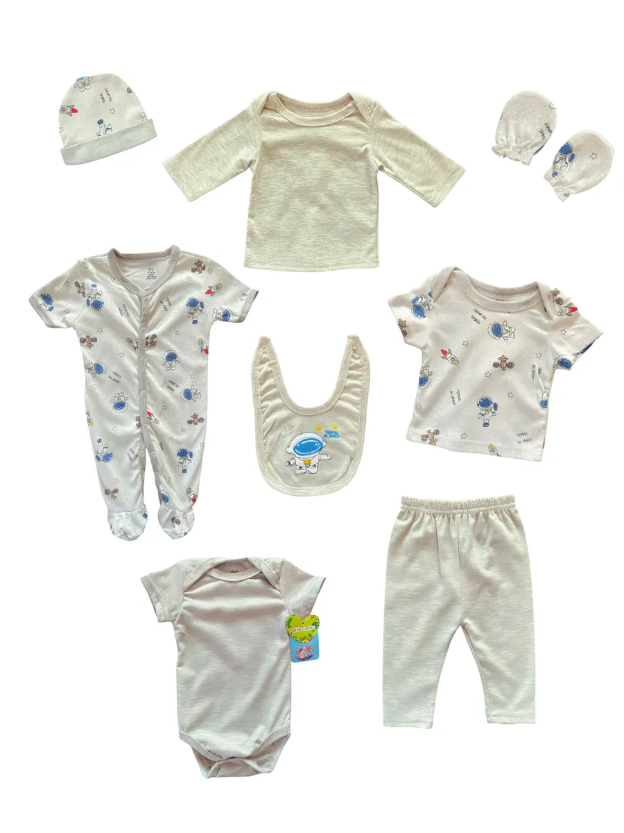 Newborn Essentials Baby Clothes Starter Set - 8 Piece - Grey - Astronaut