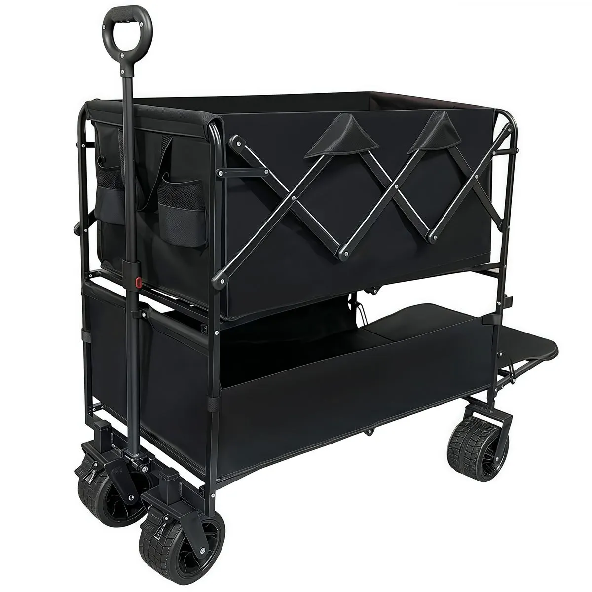 Double-Decker Camping Wagon Cart Large Foldable Camping Cart With Wheels