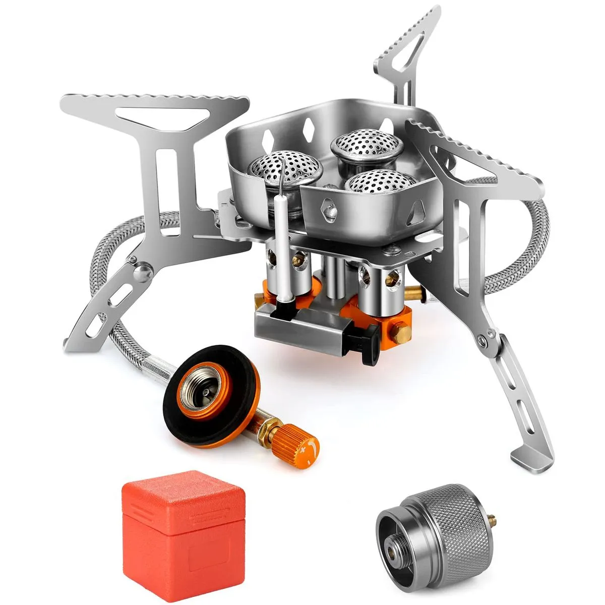 6800W 3-Core Split Windproof Camp Stove,Universal Conversion Interface