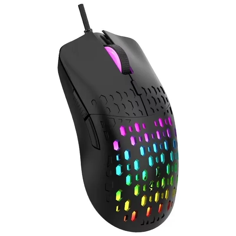 Wired 6 Keys Mouse Colorful Lighting Gaming Compatible With IOS System - Black