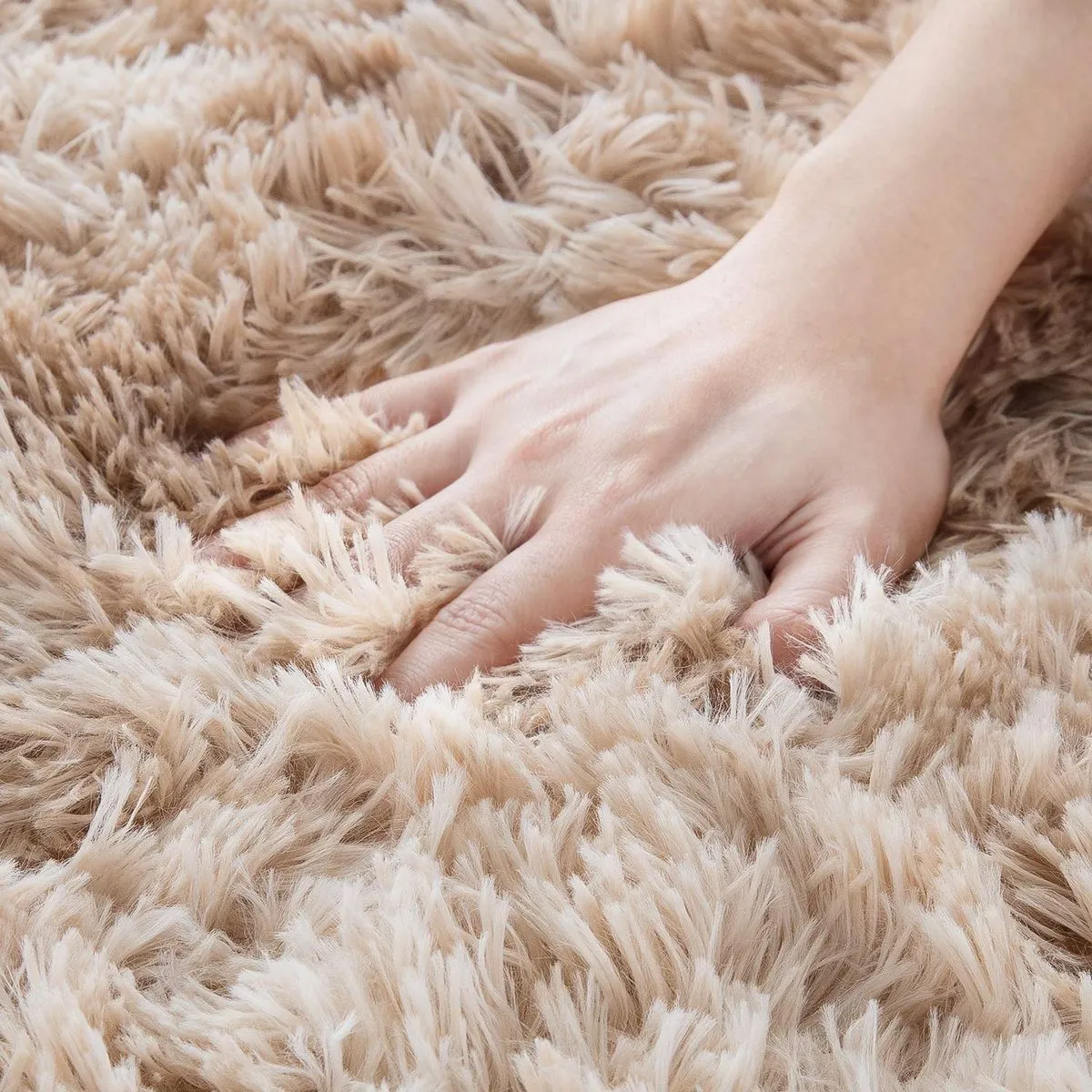 Large Rugs Shaggy Fluffy Carpets - Beige
