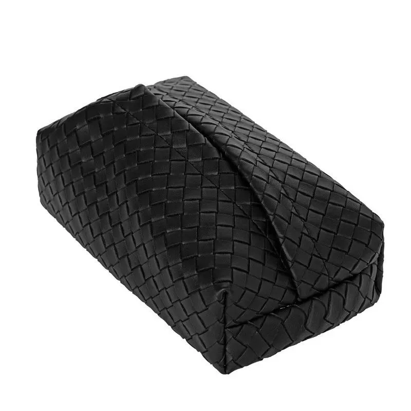 Nordic Bathroom and Kitchen Accessories Leather Woven Tissue Paper Box - Black