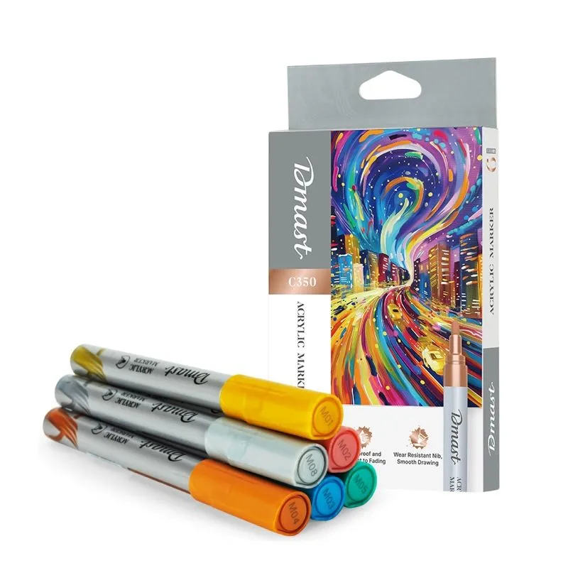 Dmast Multi-use Acrylic Marker Bullet Tip:2mm 6 Colors - METALLIC