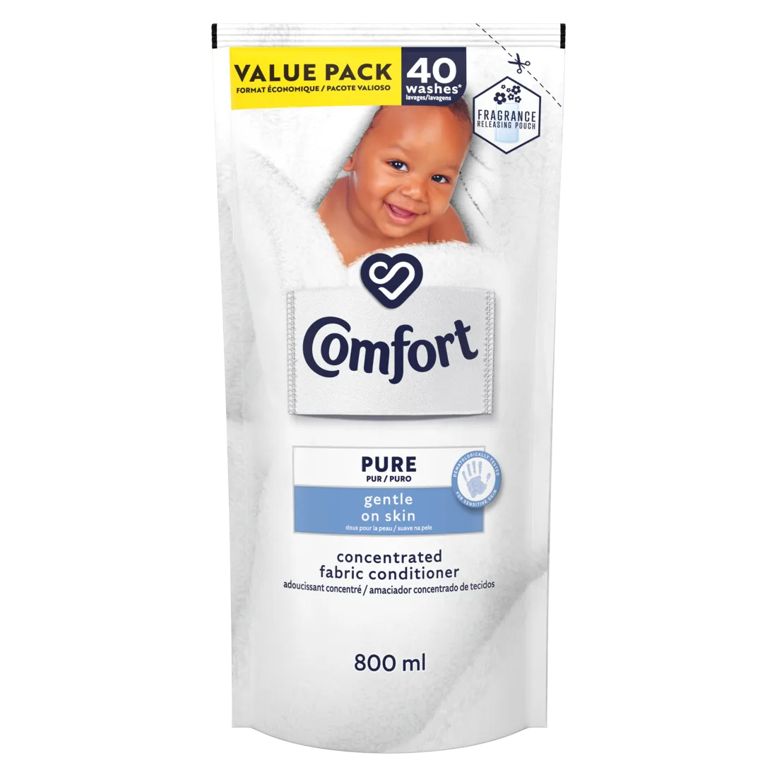 Comfort Pure Concentrated Laundry Fabric Softener Refill for Sensitive Skin 800ml